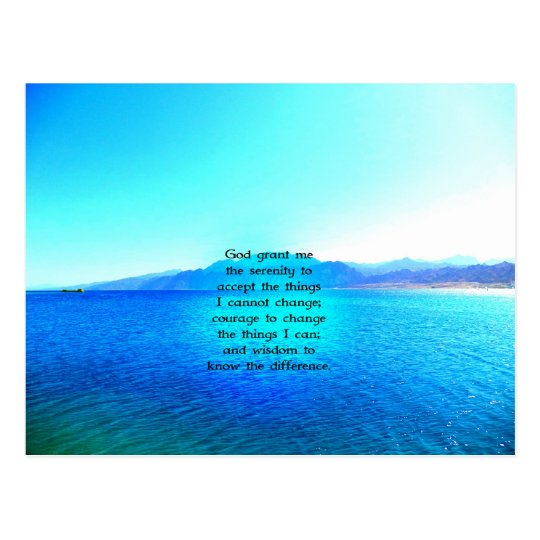 Serenity Prayer With Blue Ocean and Amazing Sky Postcard | Zazzle.com