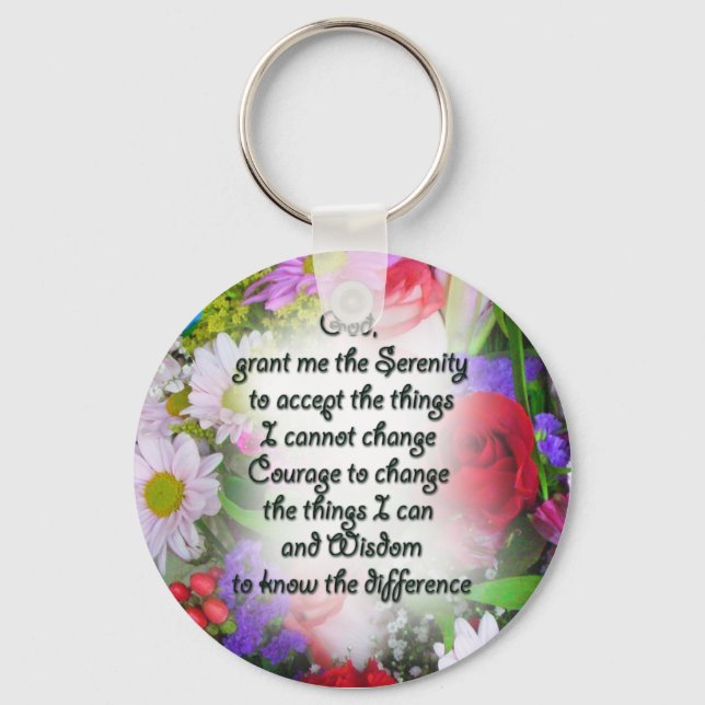 Serenity Prayer with Flowers Keychain (Front)