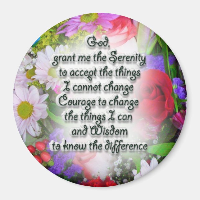 Serenity Prayer with Flowers Magnet (Front)
