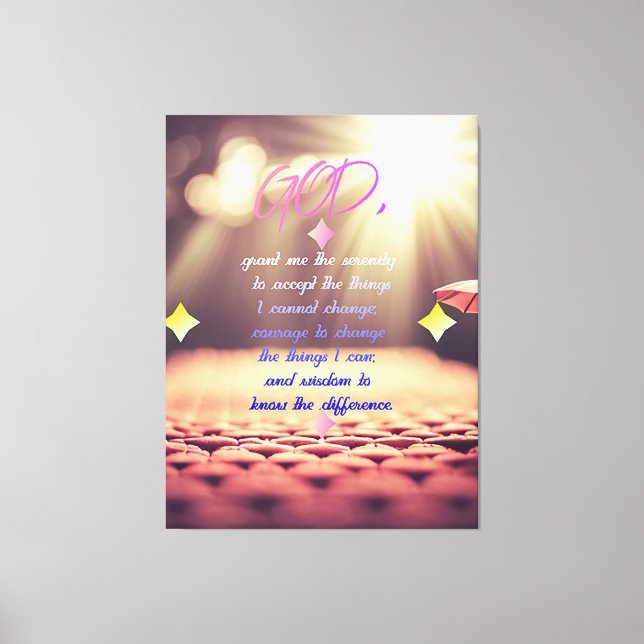 Serenity Prayer With Inspiring Christian Art Canvas Print (Front)
