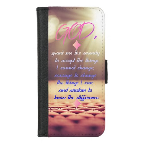Serenity Prayer With Inspiring Christian Art iPhone 87 Wallet Case