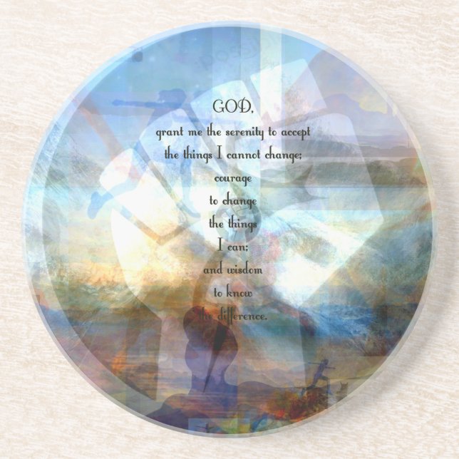 Serenity Prayer With Inspiring Motivational Art Coaster (Front)