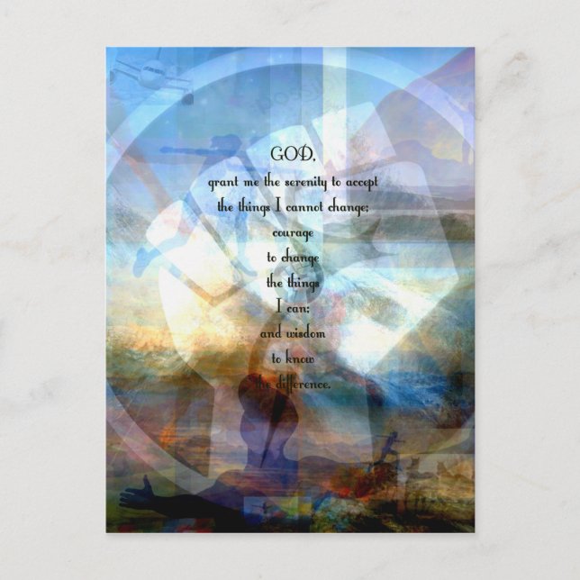 Serenity Prayer With Inspiring Motivational Art Postcard (Front)