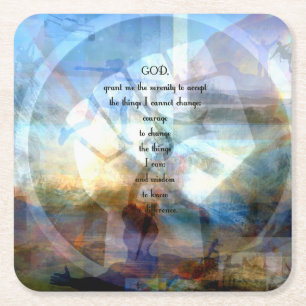 Serenity Prayer With Inspiring Motivational Art Square Paper Coaster
