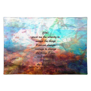 Serenity Prayer With Inspiring Underwater Art Cloth Placemat