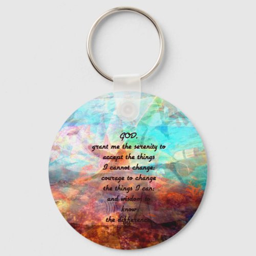 Serenity Prayer With Inspiring Underwater Art Keychain