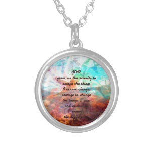 Serenity Prayer With Inspiring Underwater Art Silver Plated Necklace