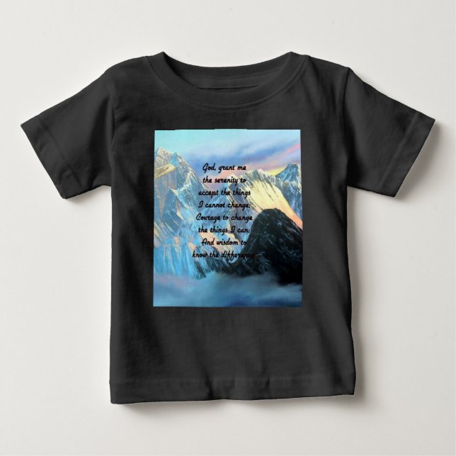 Serenity Prayer With Panoramic View Mount Everest Baby T-Shirt (Front)