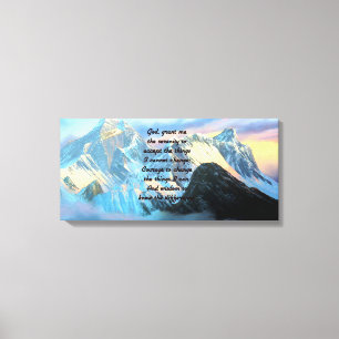 Serenity Prayer With Panoramic View Mount Everest Canvas Print
