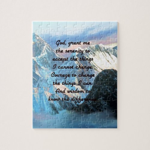 Serenity Prayer With Panoramic View Mount Everest Jigsaw Puzzle