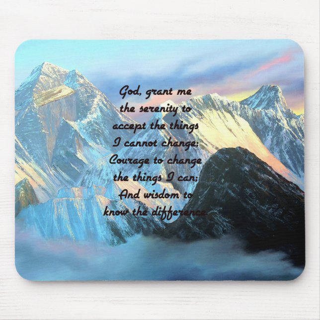 Serenity Prayer With Panoramic View Mount Everest Mouse Pad (Front)
