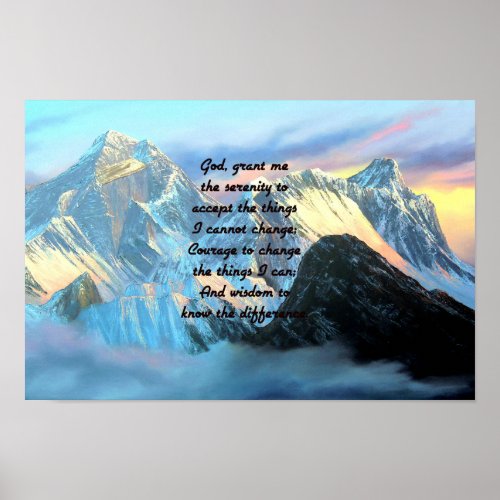Serenity Prayer With Panoramic View Mount Everest Poster