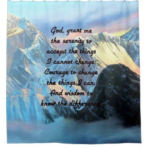 Serenity Prayer With Panoramic View Mount Everest Shower Curtain