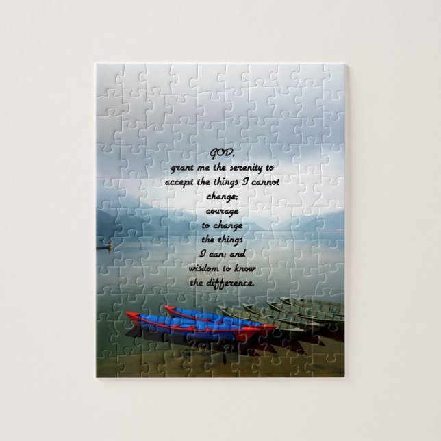 Serenity Prayer With Phewa Lake Panoramic View Jigsaw Puzzle (Vertical)