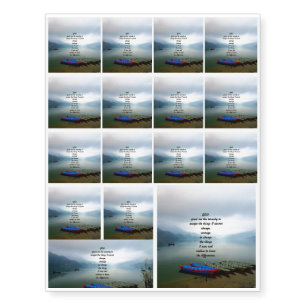 Serenity Prayer With Phewa Lake Panoramic View Temporary Tattoos