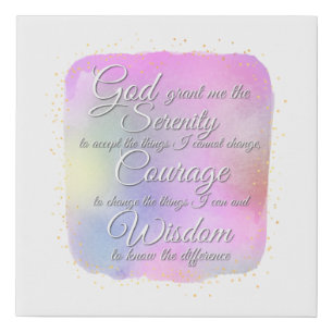 Serenity Prayer with pink background and gold dots Faux Canvas Print