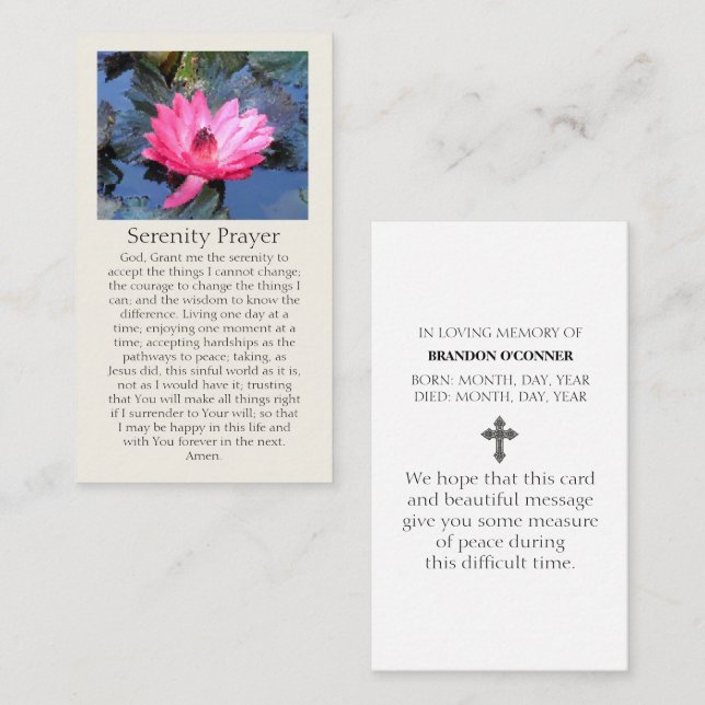 Serenity Prayer with Purples Blues Greens Reds Business Card (Front/Back)