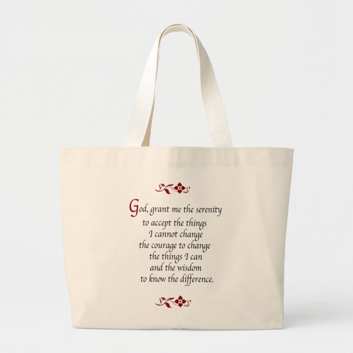 Serenity Prayer with red flowers Canvas Bag