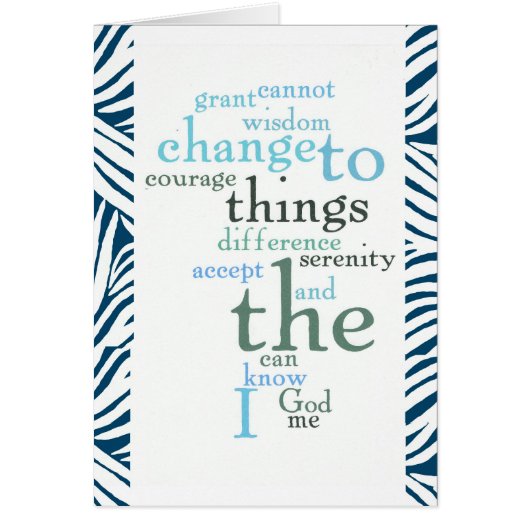 Serenity Prayer Word Art Zebra Print (Front)