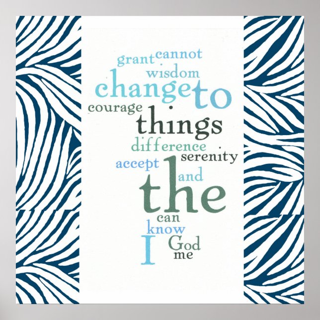 Serenity Prayer Word Art Zebra Print (Front)
