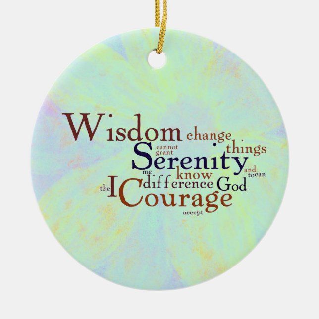 Serenity Prayer Wordle on abstract Ceramic Ornament (Front)