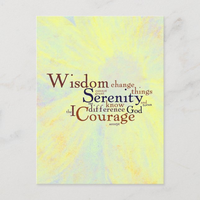 Serenity Prayer Wordle on abstract Postcard (Front)