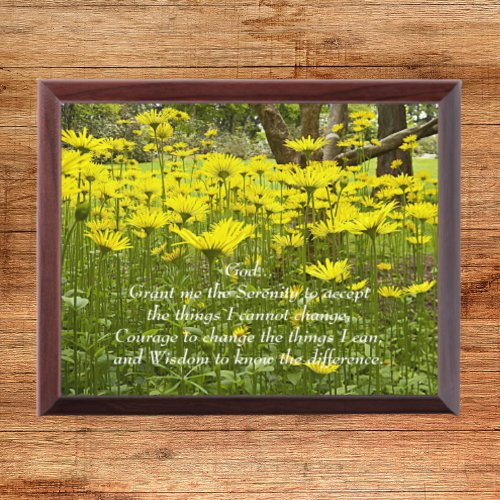 Serenity Prayer Yellow Flowers Plaque