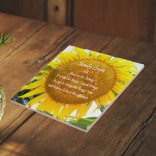 Serenity Prayer Yellow Sunflower Floral Ceramic Tile