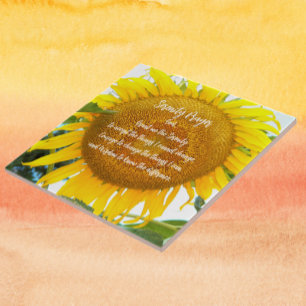Serenity Prayer Yellow Sunflower Floral Ceramic Tile
