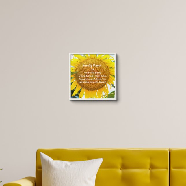 Serenity Prayer Yellow Sunflower Floral Peel And Stick Photo Tile (Living Room)