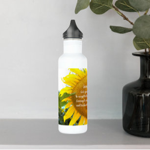 Serenity Prayer Yellow Sunflower Floral Stainless Steel Water Bottle