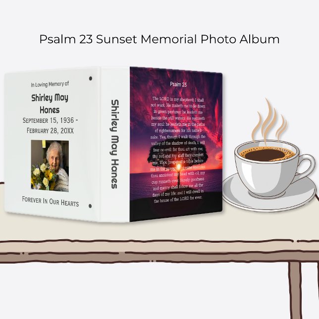 SERENITY Psalm 23 Sunset Memorial Photo Album 3 Ring Binder (Psalm 23 Sunset Memorial Photo Album)