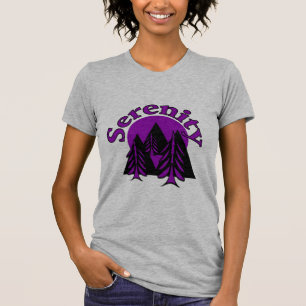 Serenity Quote Modern Black Purple Moon Trees T-Shirt