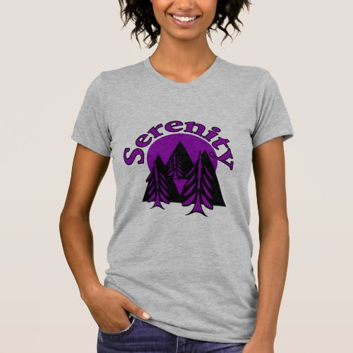Serenity Quote Modern Black Purple Moon Trees T_Shirt