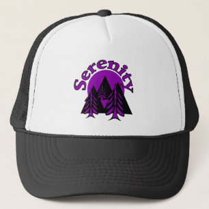 Serenity Quote Modern Black Purple Moon Trees Trucker Hat