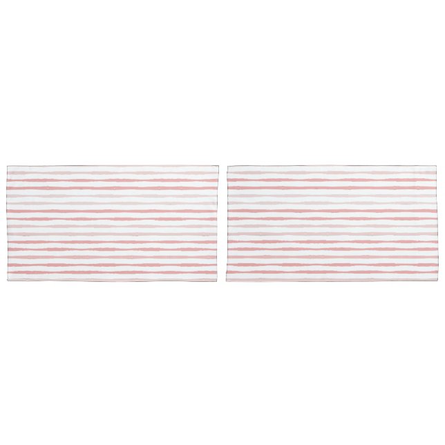 Serenity Romantic Pink Striped King Pillow Case (Front-Set)