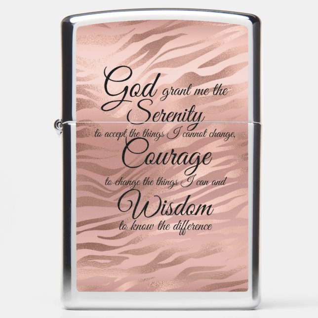 Serenity rose gold Zippo Chrome Pocket Lighter (Front)