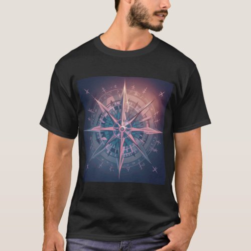 Serenity Rose Tattoo Compass T_Shirt Design