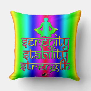 Serenity Stability Strength Rainbow Intentions Throw Pillow