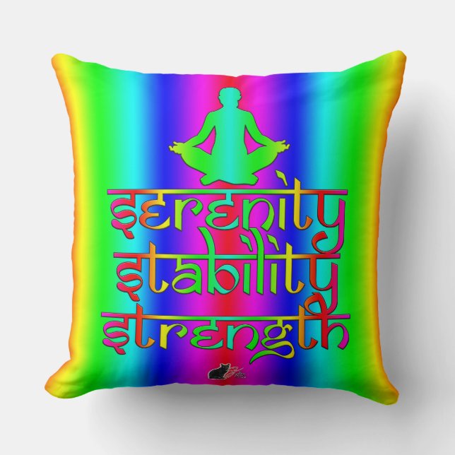 Serenity Stability Strength Rainbow Intentions Throw Pillow (Front)