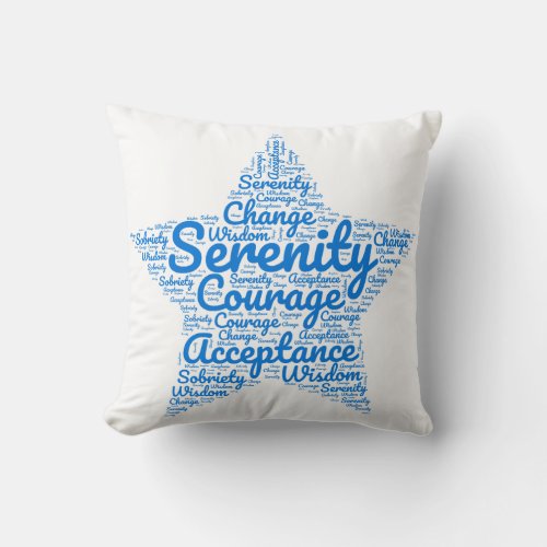 Serenity star_shaped word cloud throw pillow