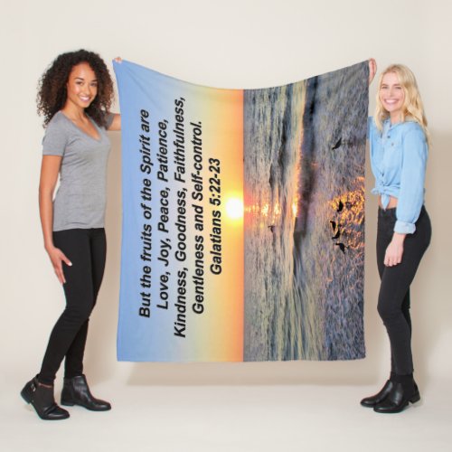 SERENITY SUNRISE GALATIANS 5 FRUIT OF THE SPIRIT FLEECE BLANKET