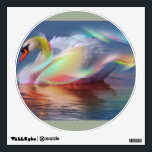 Serenity Swan Wall Sticker<br><div class="desc">Graceful swan with rainbow stream-lights trailing at the wings</div>