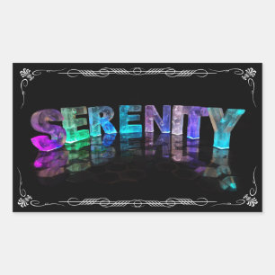 Serenity - The Name Serenity in 3D Lights (Photog Rectangular Sticker