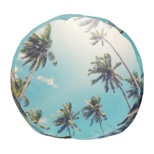 Serenity Tropical Beach Landscape Pouf