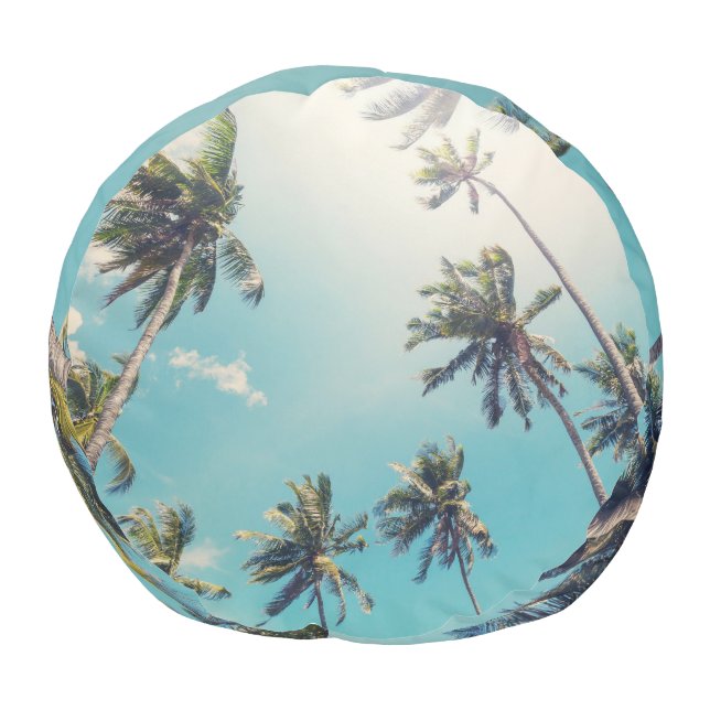 Serenity Tropical Beach Landscape Pouf (Bottom)