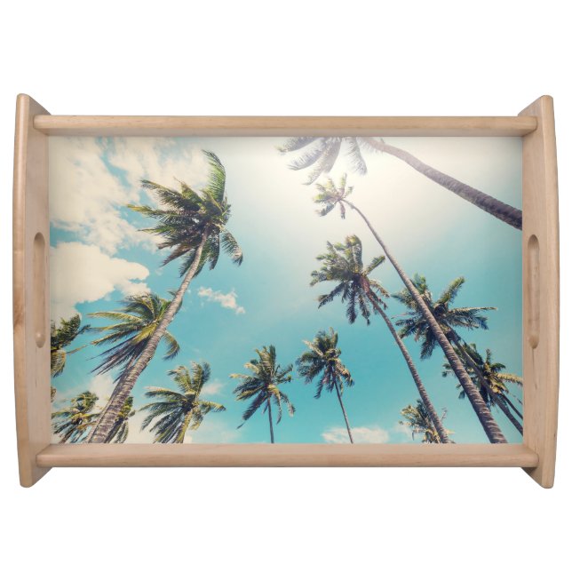 Serenity Tropical Beach Landscape Serving Tray (Front)