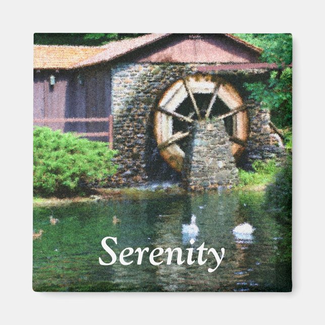 Serenity Water Wheel Inspirational Magnet (Front)