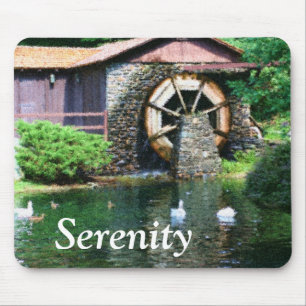 Serenity Water Wheel Inspirational Mousepad