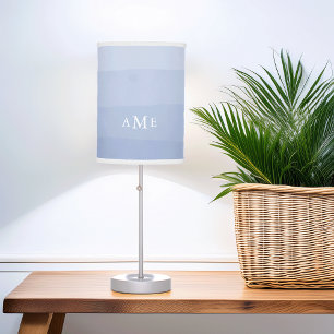 Serenity Watercolor Gradient Stripe Monogram Table Lamp